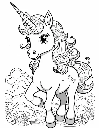 Graceful Unicorn in Fantasy Clouds