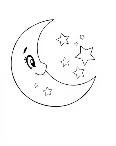 Smiling Moon and Stars