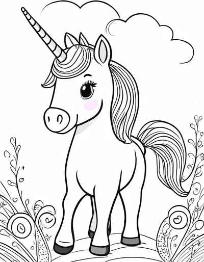 Whimsical Unicorn in Magical Meadow